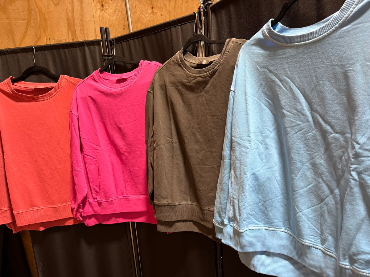 French terry pigment dye & enzyme washing pullover S-3XL