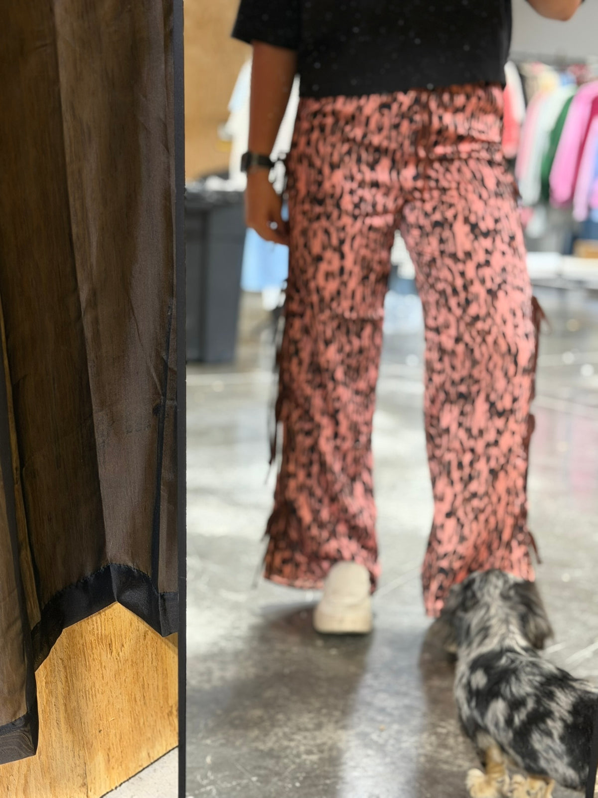 LEOPARD PRINT SIDE TYING WIDE LEG PANTS