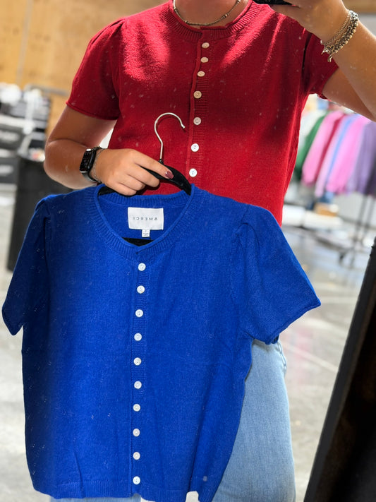 SHORT SLEEVE SWEATER CARDIGAN