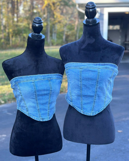 Denim strapless vest top