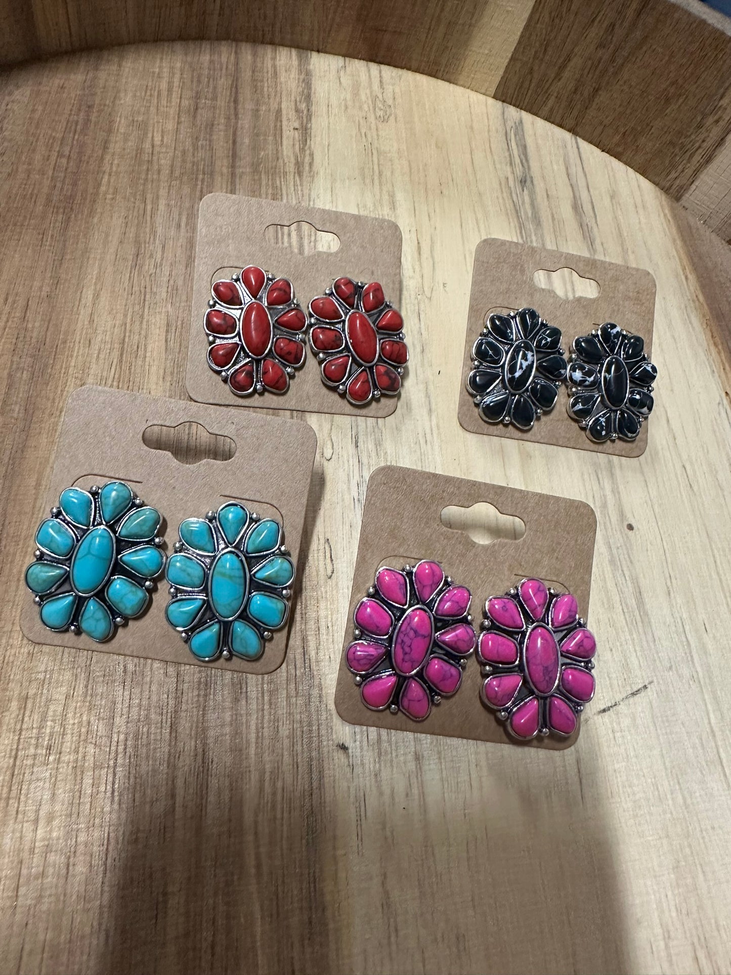 Concho Stone Stud Earrings