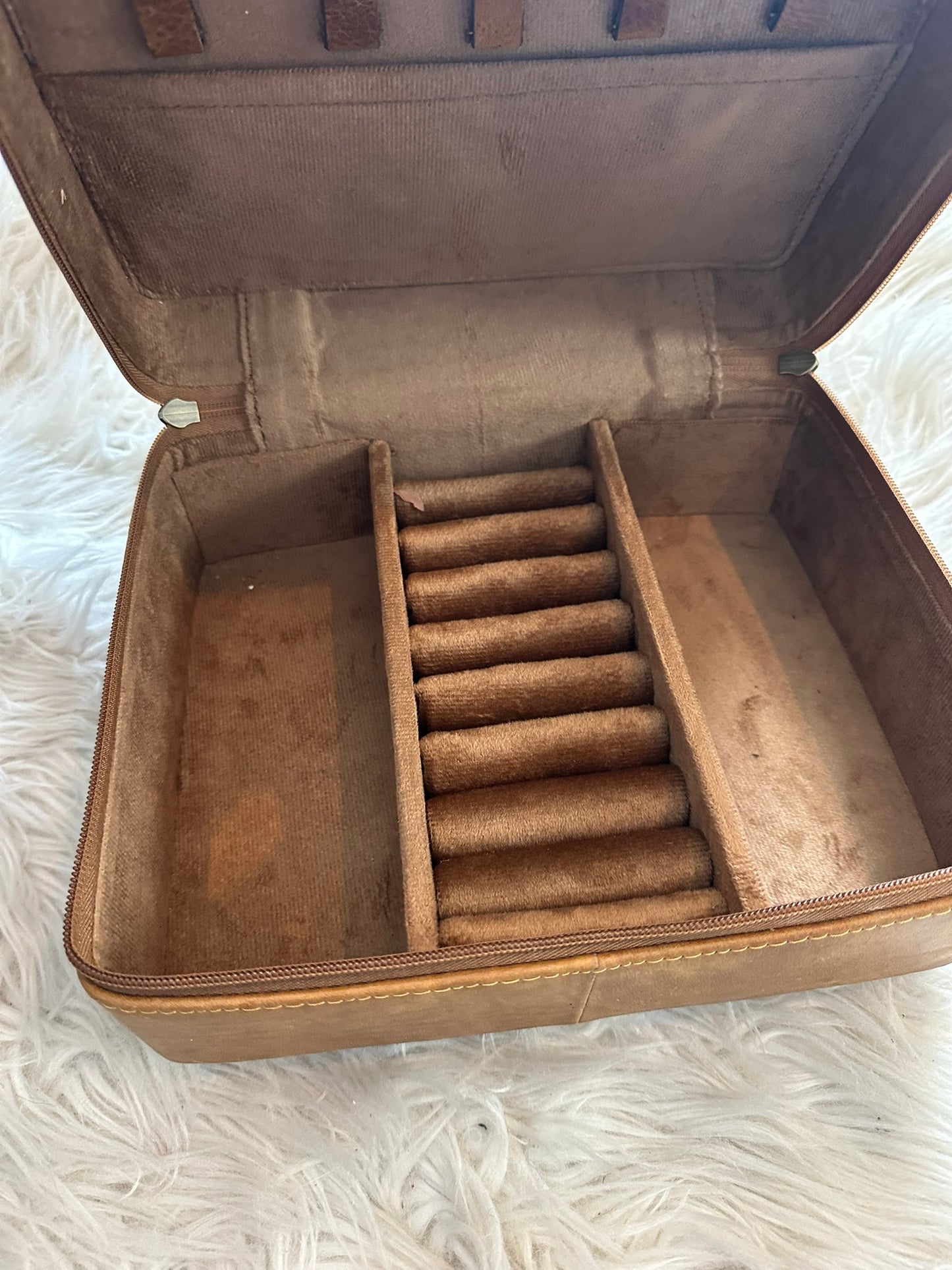 tooled leather genuine cowhide large jewelry box