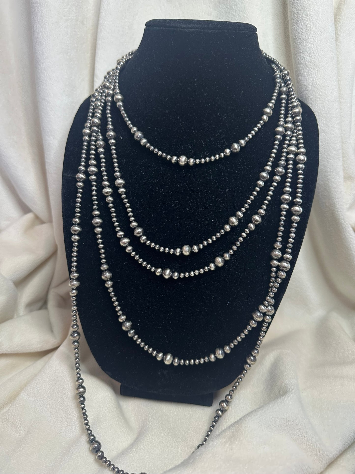 4-8mm graduated sterling silver bead necklace - navajo style - build your own