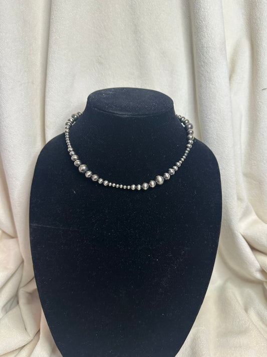 4-10mm graduated sterling silver pearl necklace