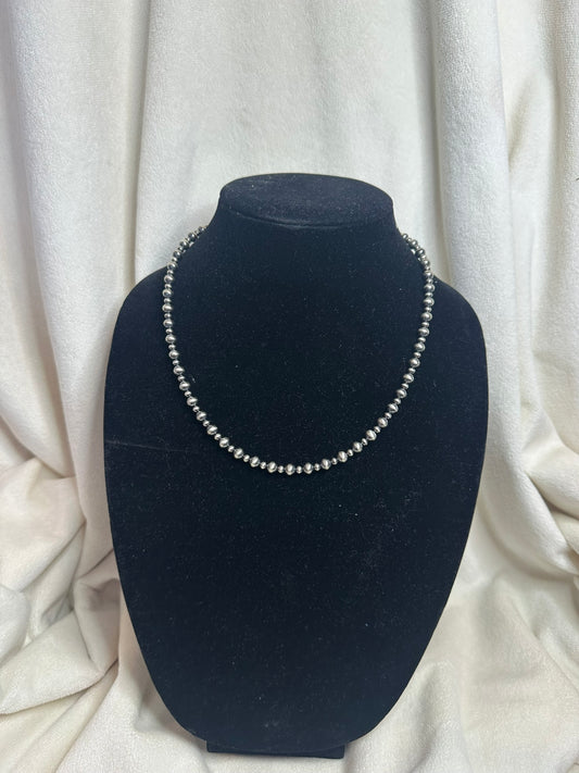 4mm + 6mm sterling silver necklace