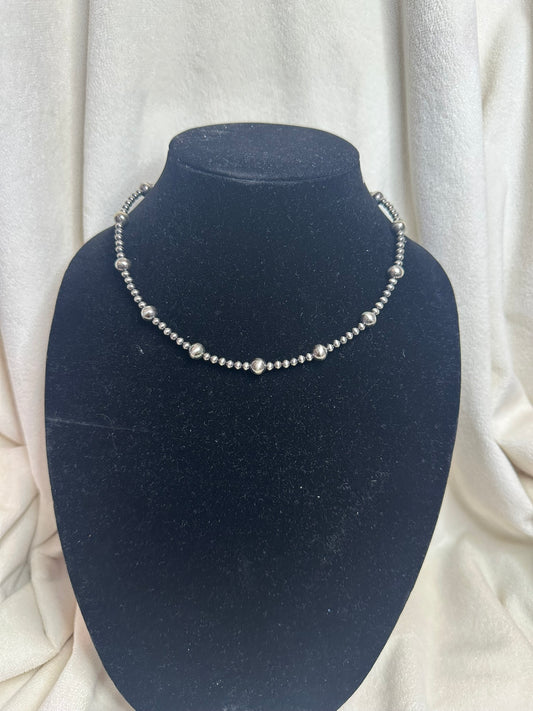 4mm + 8mm sterling silver pearl necklace