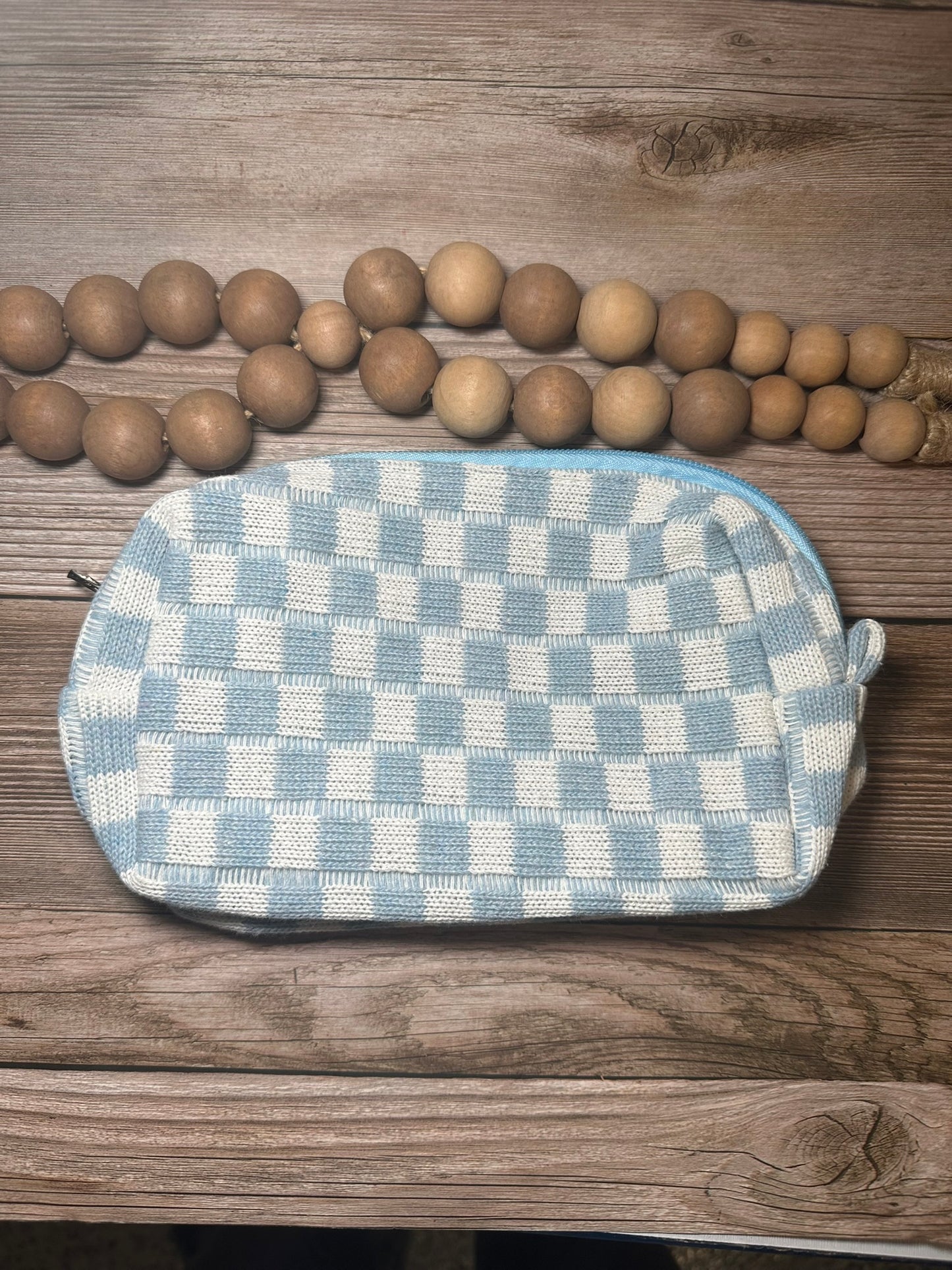 Checkered makeup cosmetic pouch bag