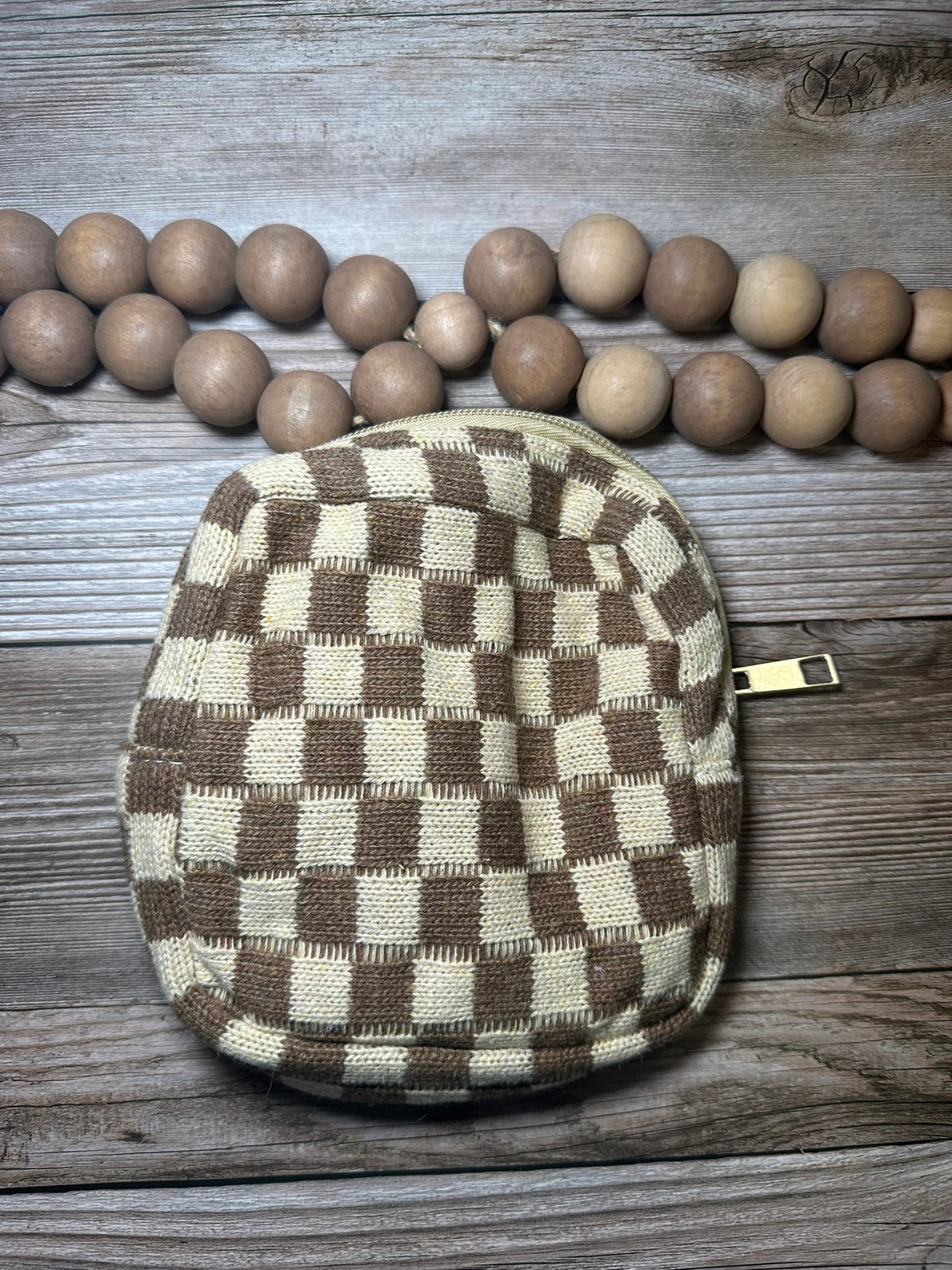 Mini checkered makeup cosmetic travel case