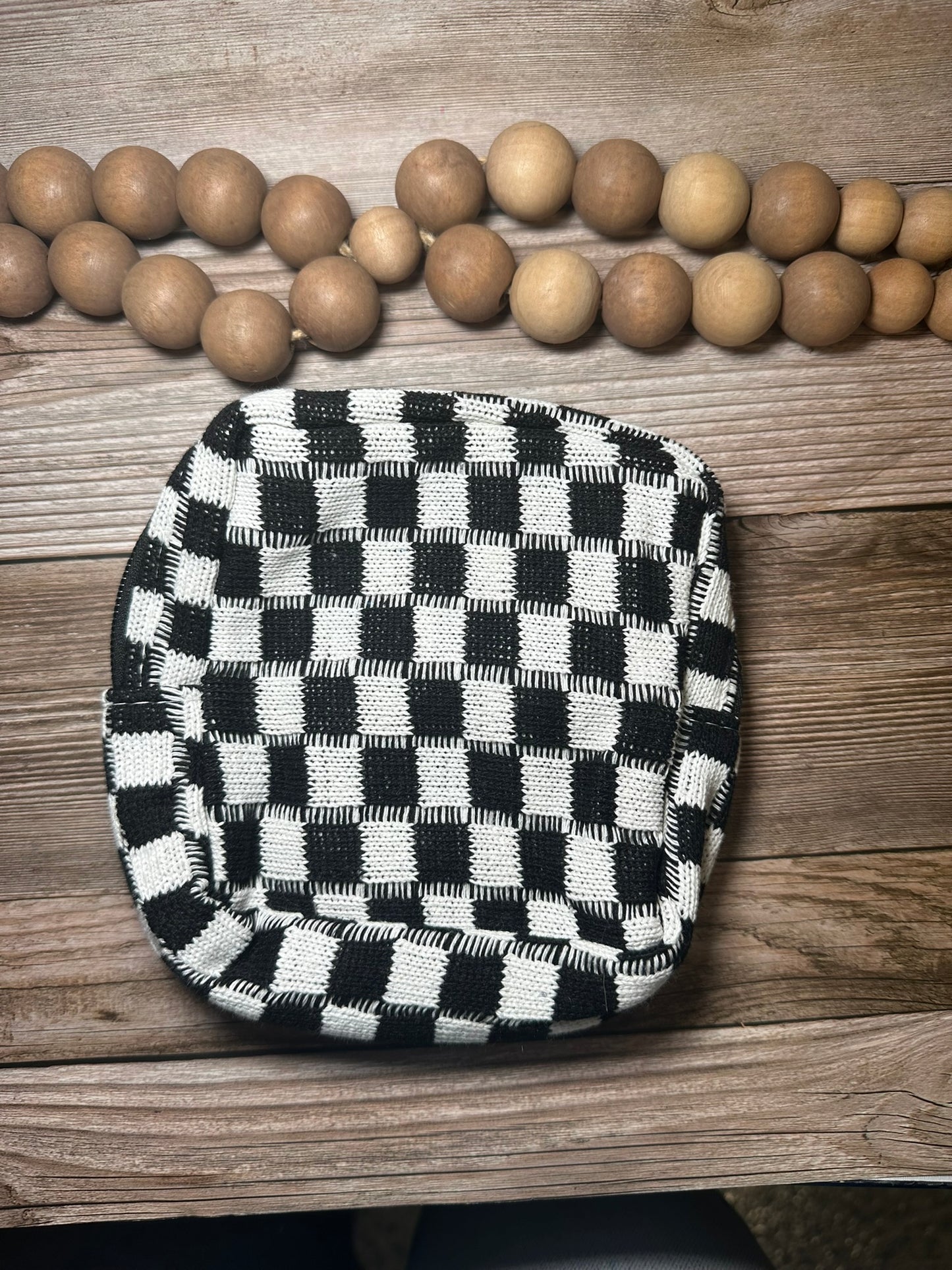 Mini checkered makeup cosmetic travel case