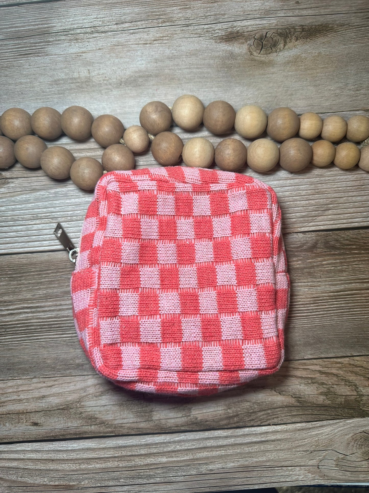 Mini checkered makeup cosmetic travel case