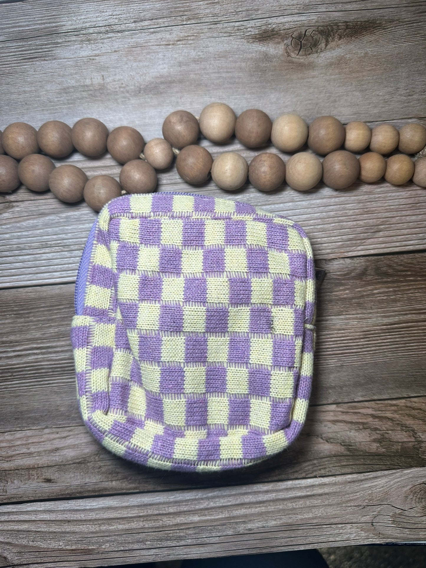 Mini checkered makeup cosmetic travel case