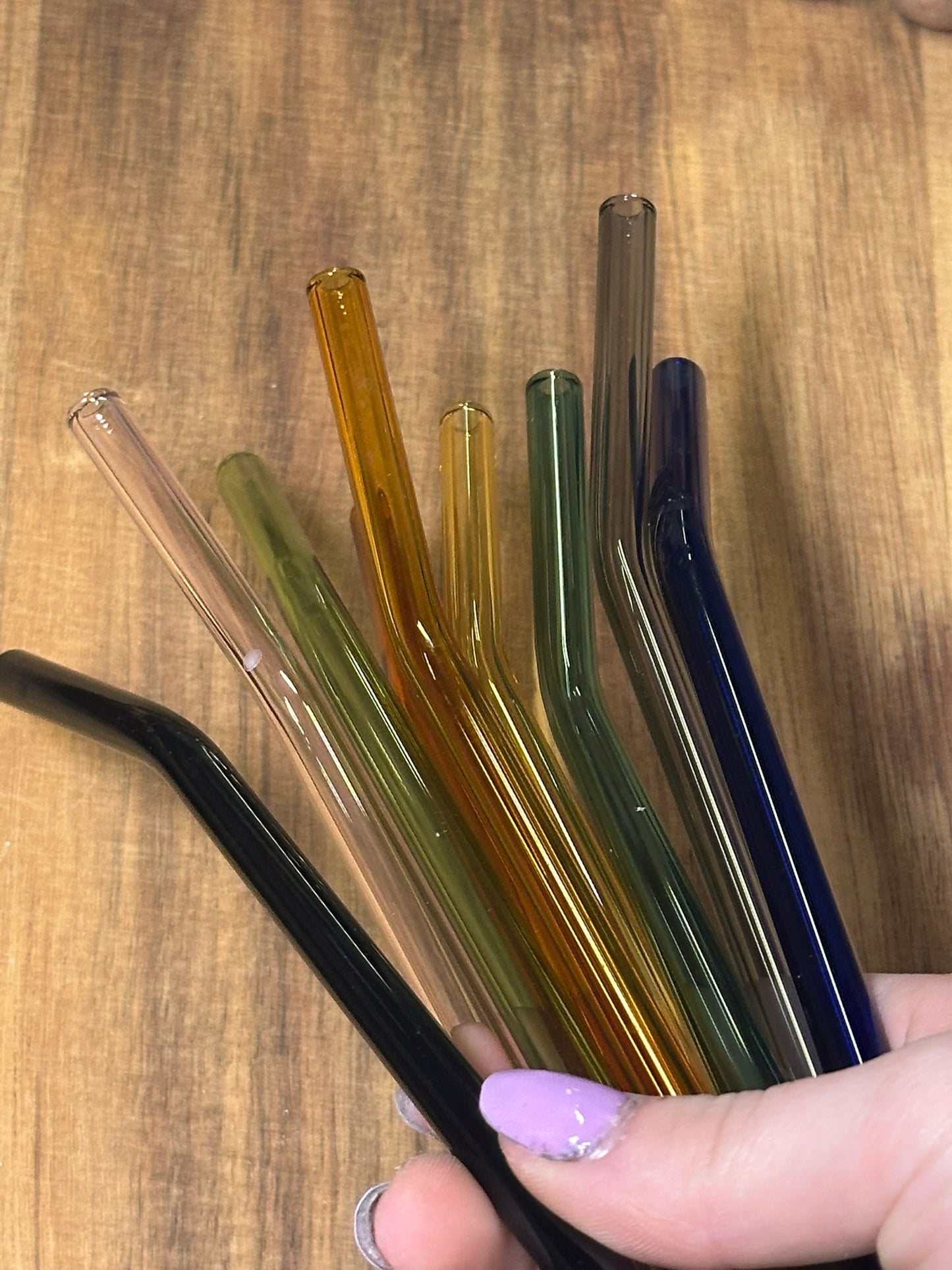 Colored Curved Glass Straw