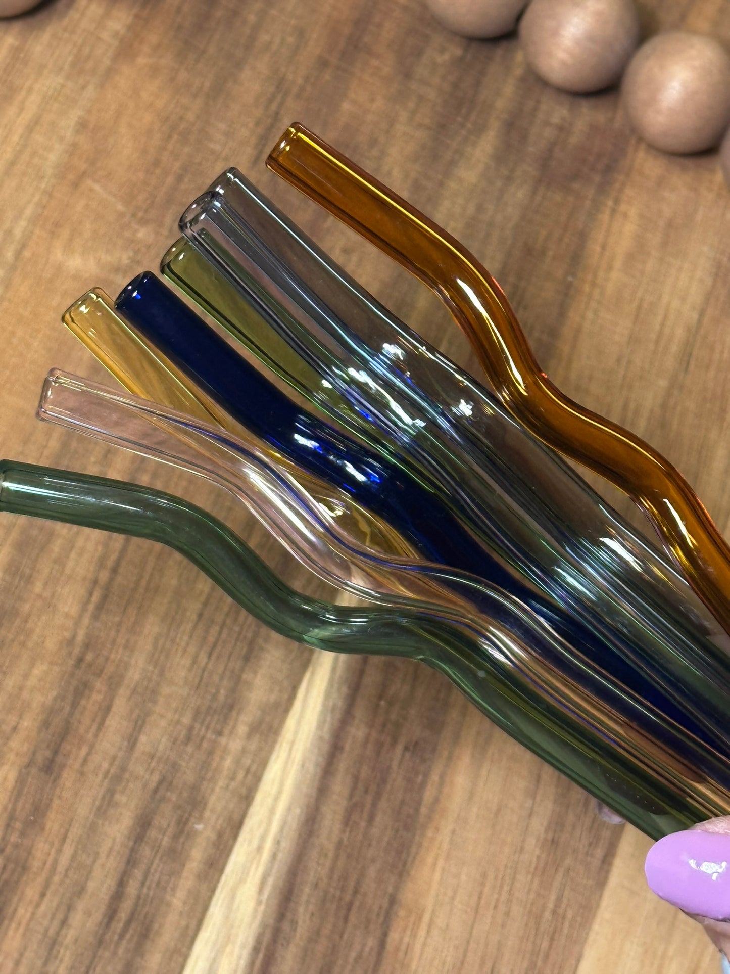 Colored Squiggle Glass Straw