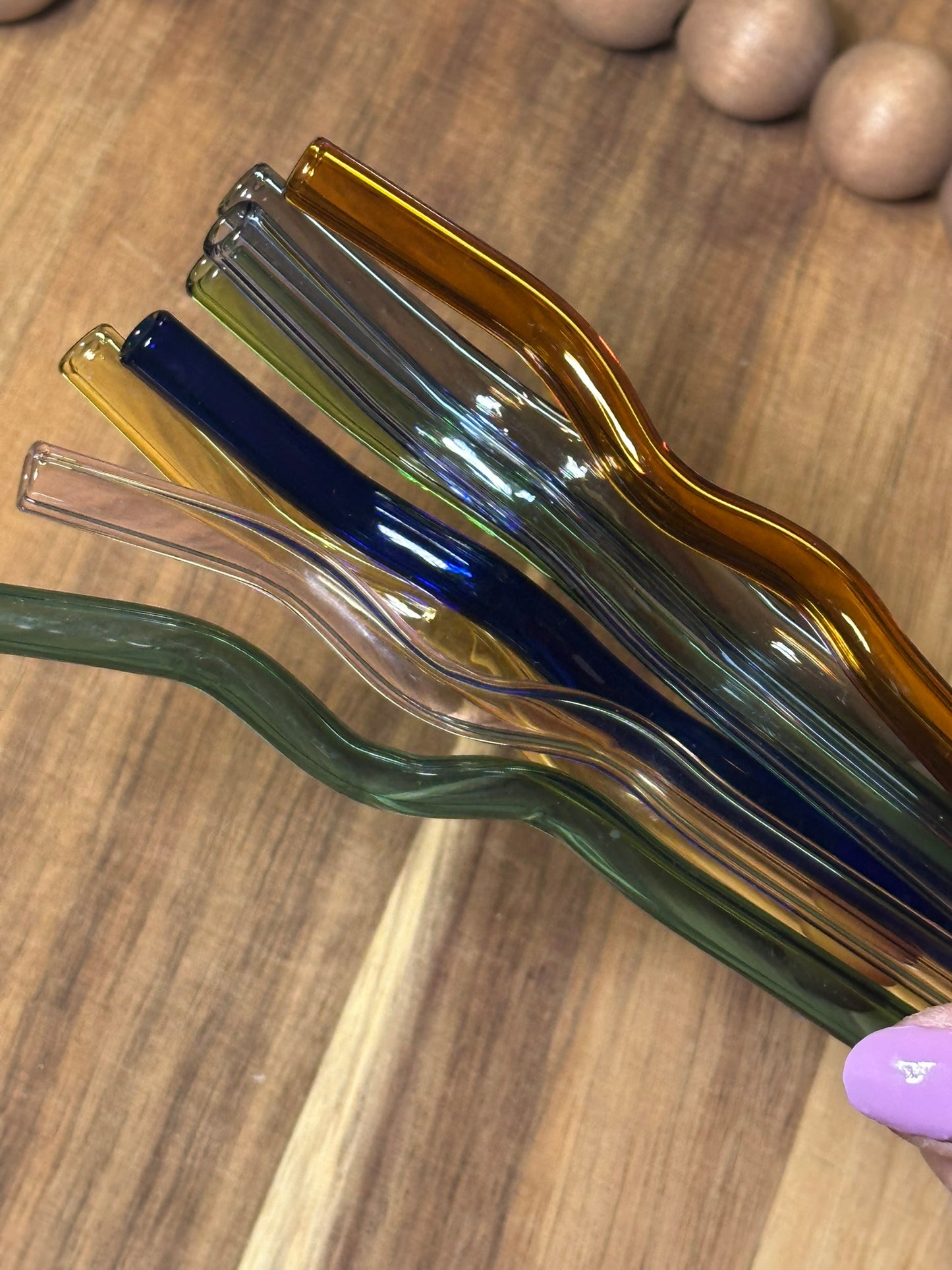 Colored Squiggle Glass Straw