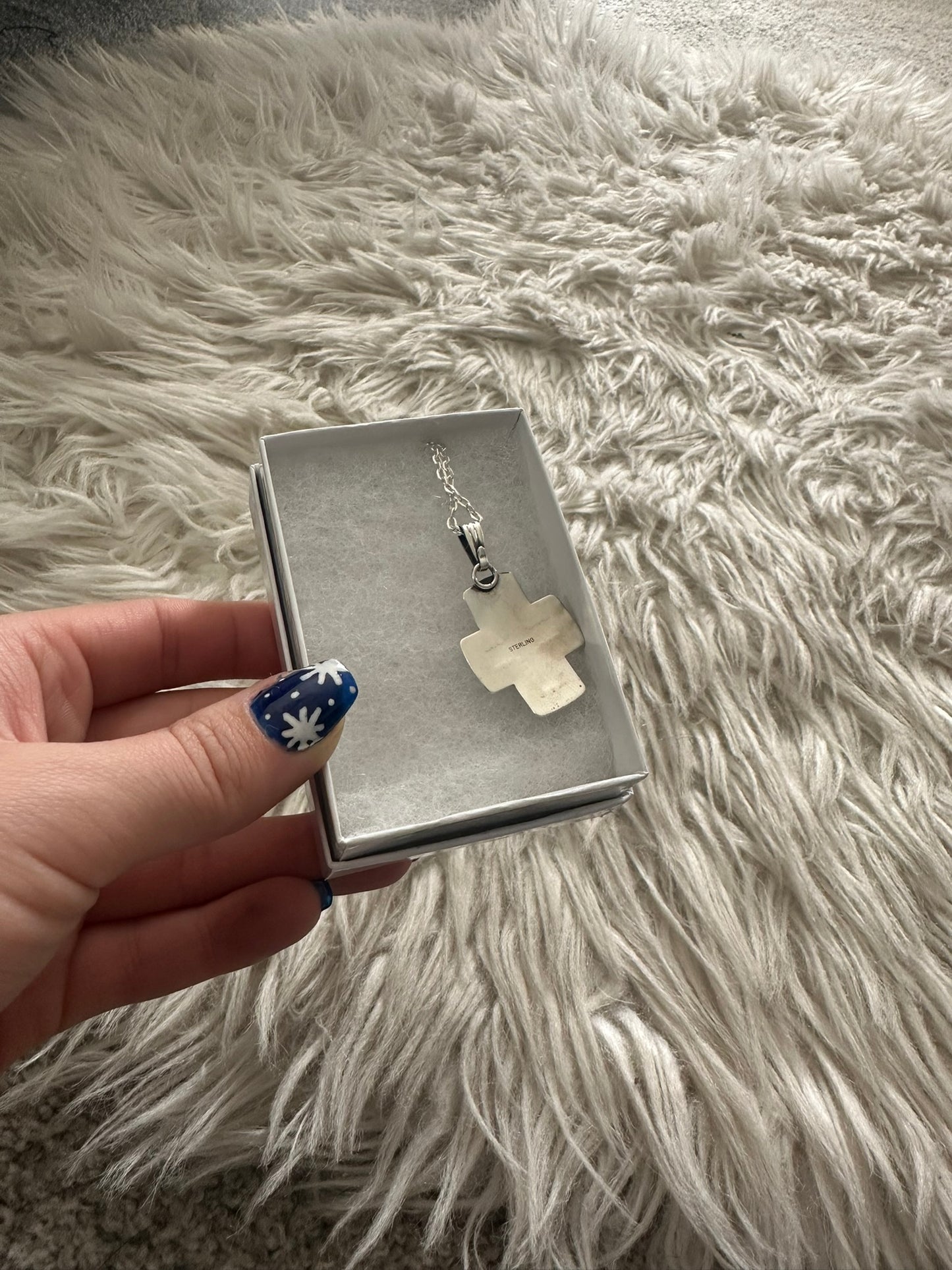 Native American Silver Cross Pendant With Chain 0022