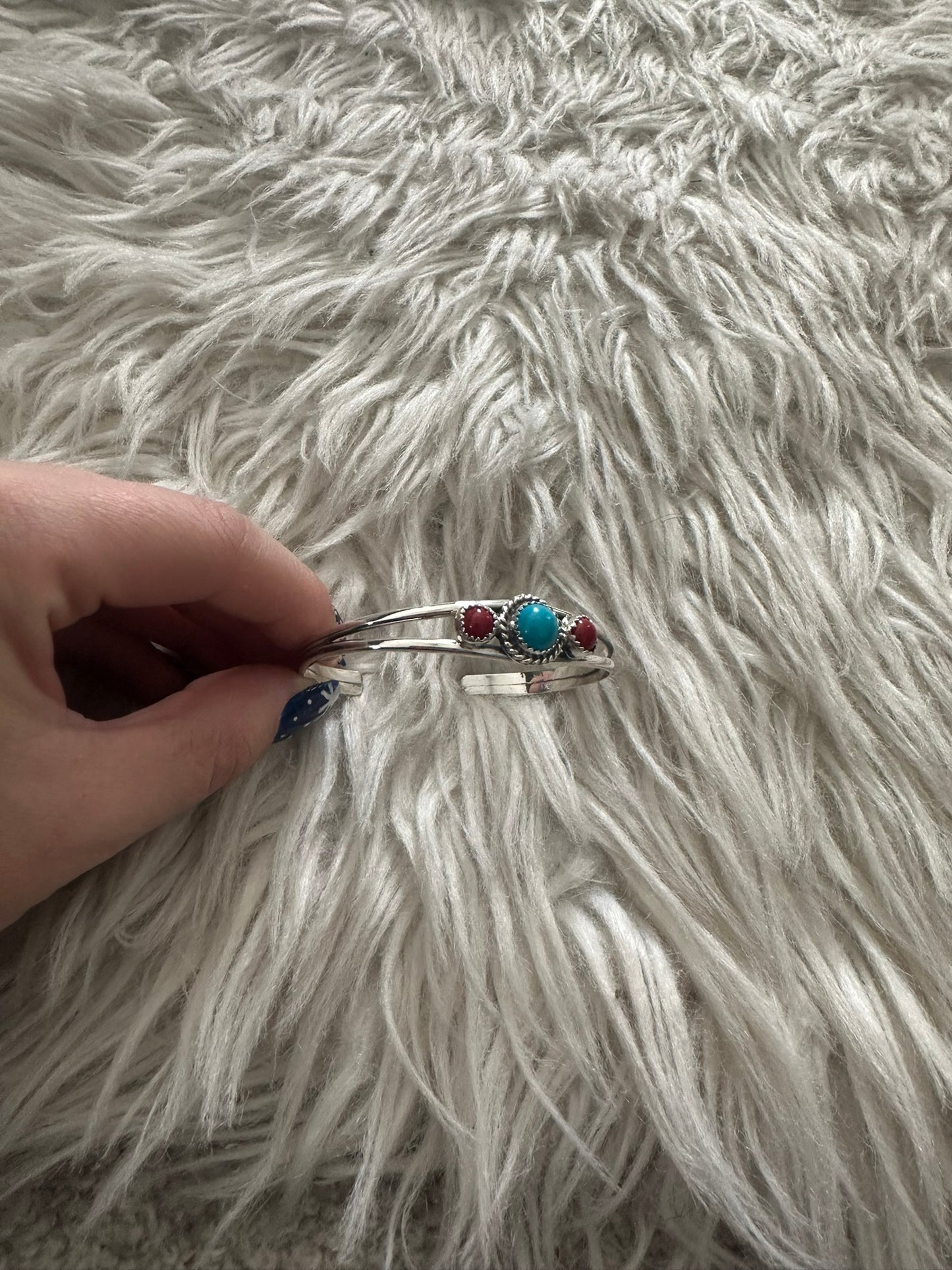 Southwest Coral and Sleeping Beauty Turquoise Ladies Bracelet 0285