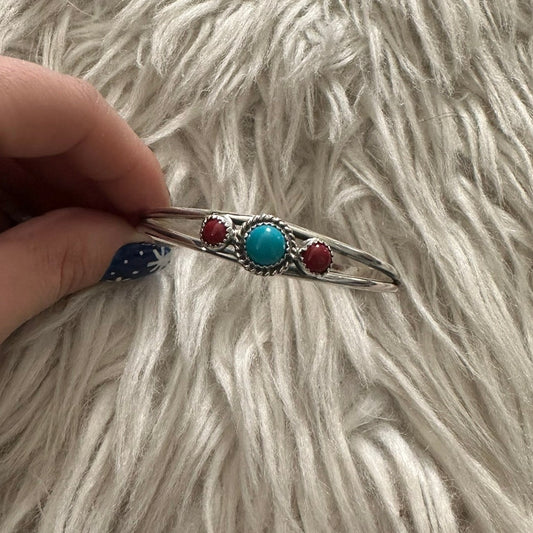 Southwest Coral and Sleeping Beauty Turquoise Ladies Bracelet 0285