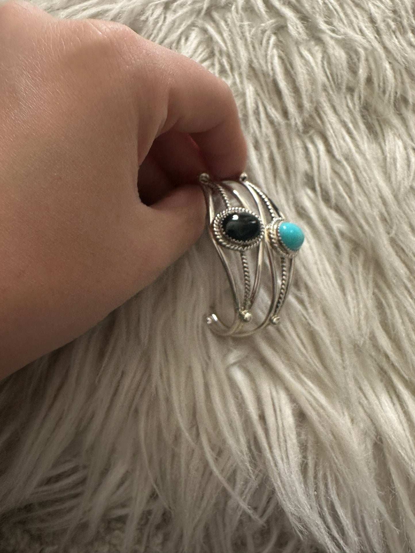 Navajo Sterling Small Wrist Gemstone Bracelet Cuff Choice of Stone 0133