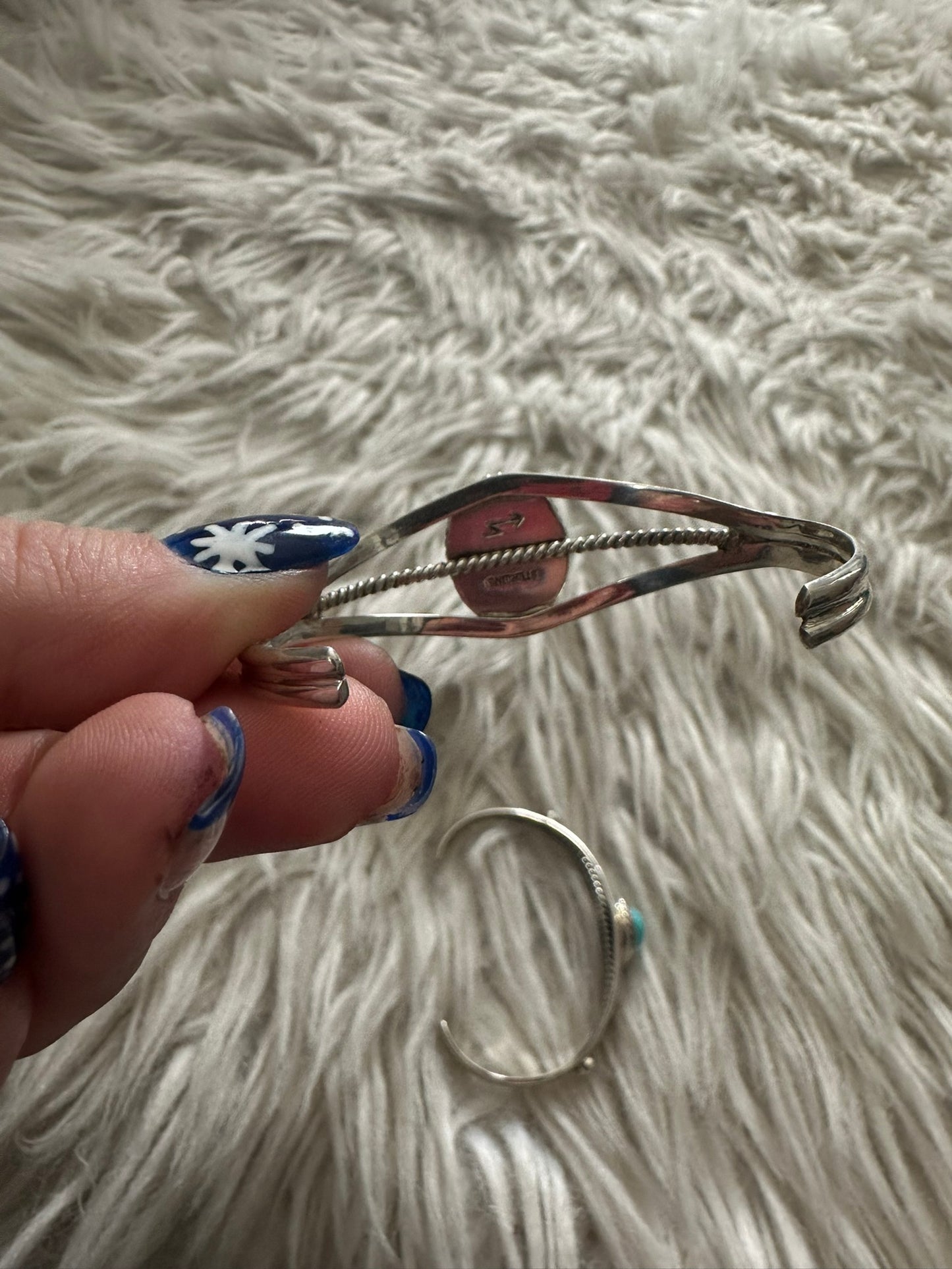 Navajo Sterling Small Wrist Gemstone Bracelet Cuff Choice of Stone 0133