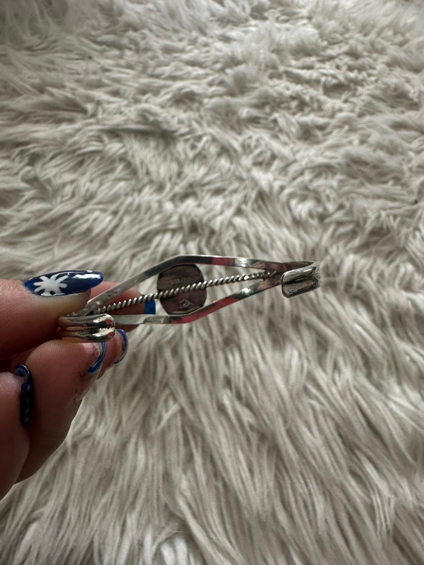 Navajo Sterling Small Wrist Gemstone Bracelet Cuff Choice of Stone 0133