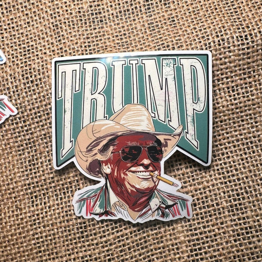 COWBOY TRUMP STICKER