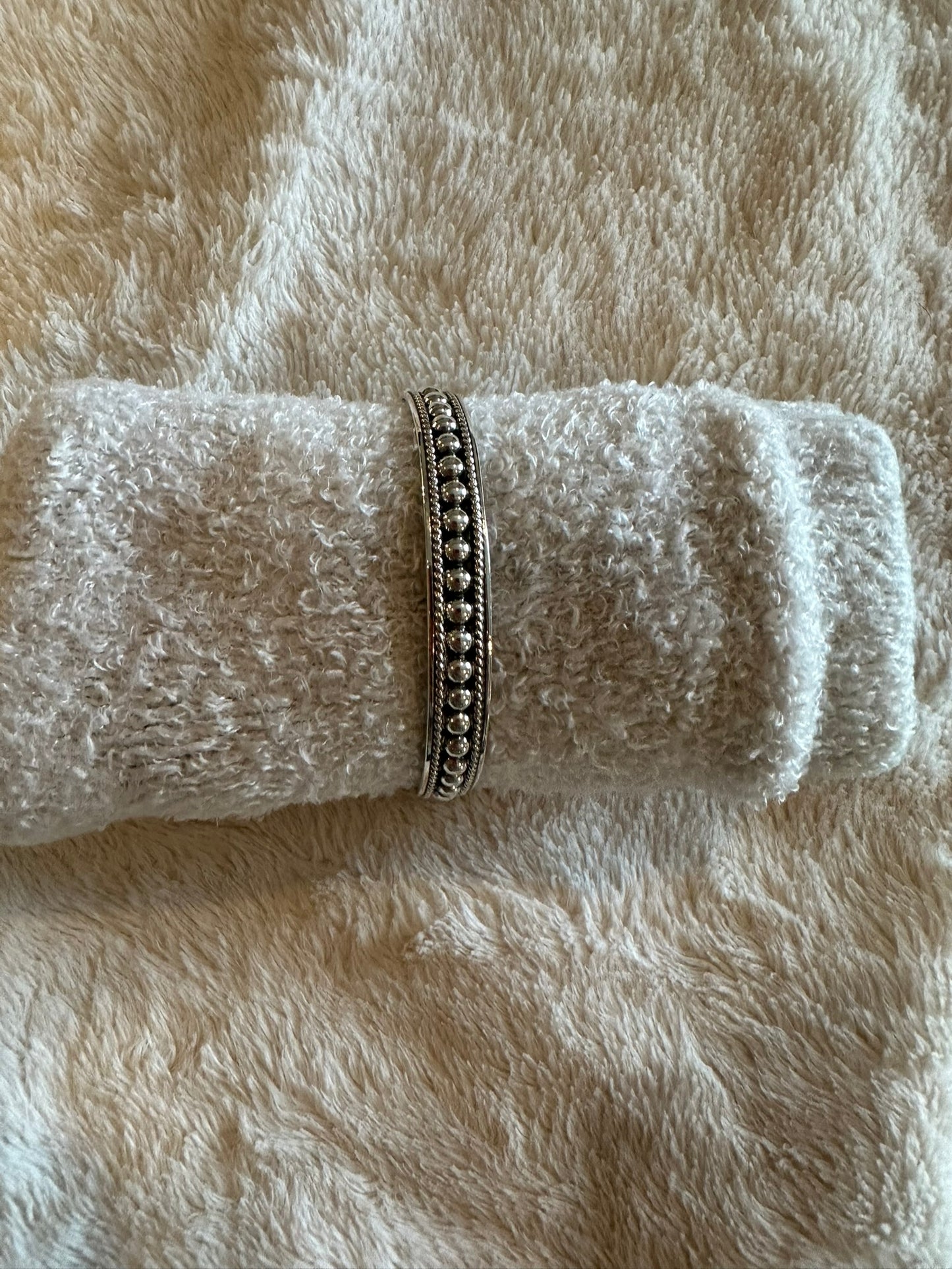 sterling silver small ball cuff - rope detail