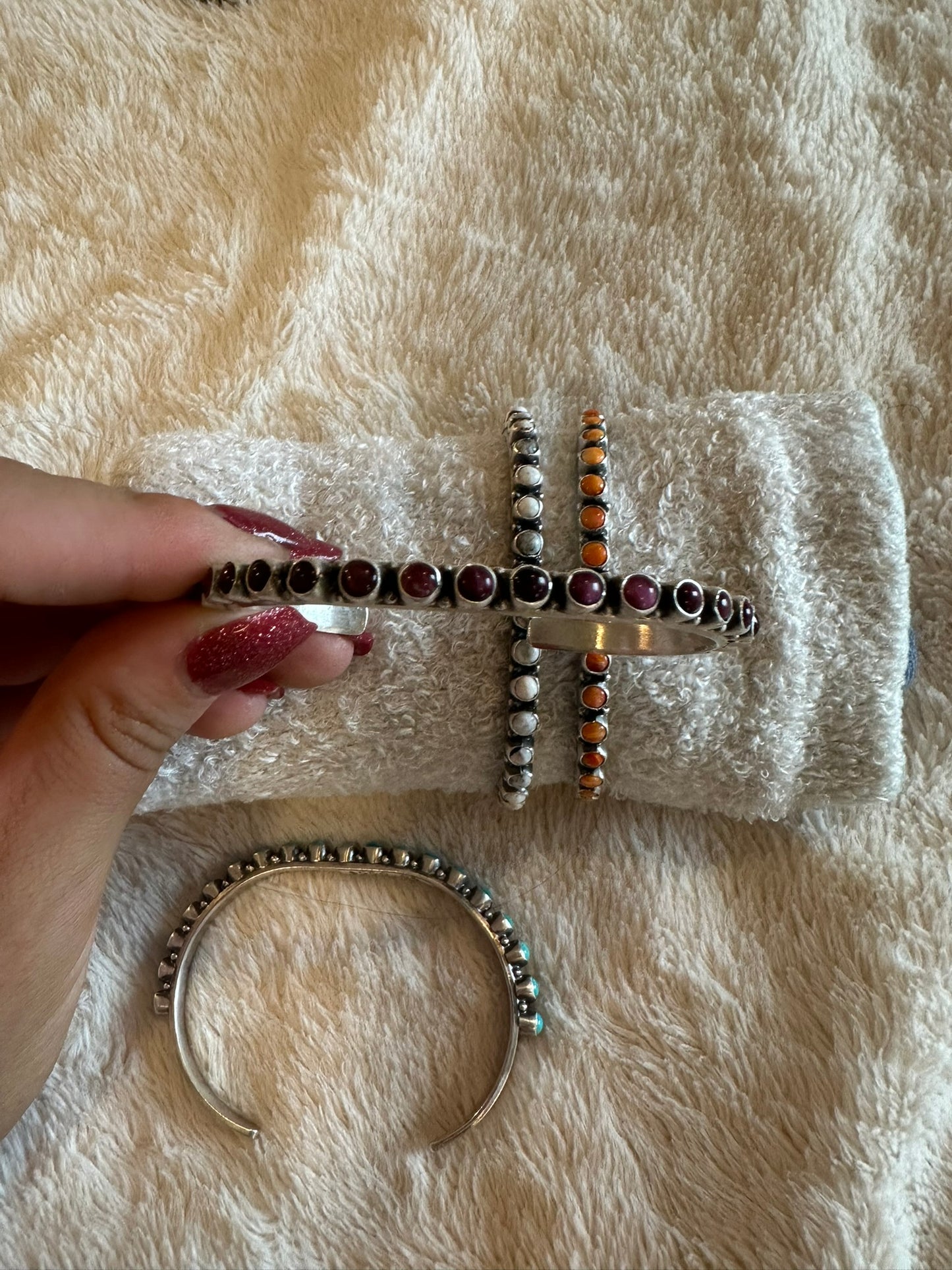 stone stacker cuff bracelet