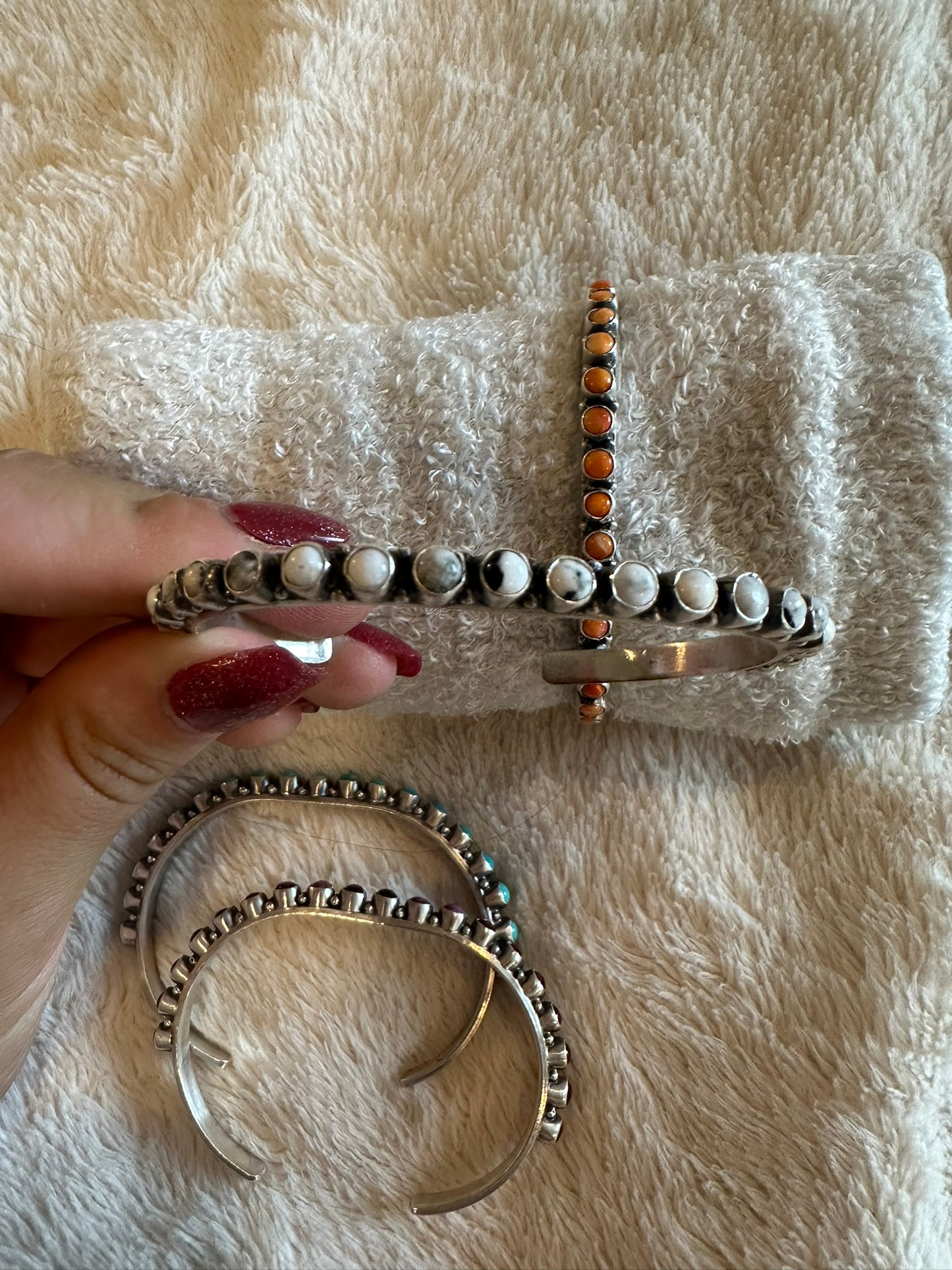 stone stacker cuff bracelet