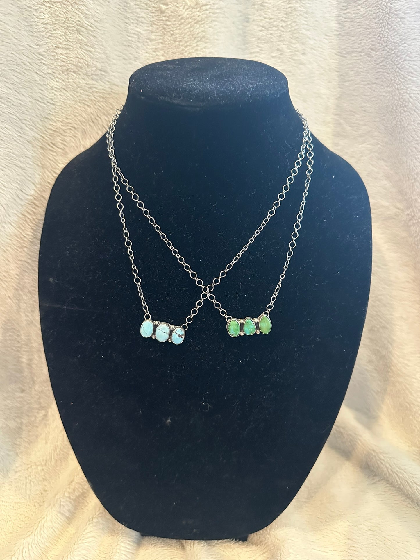 triple stone bar necklace