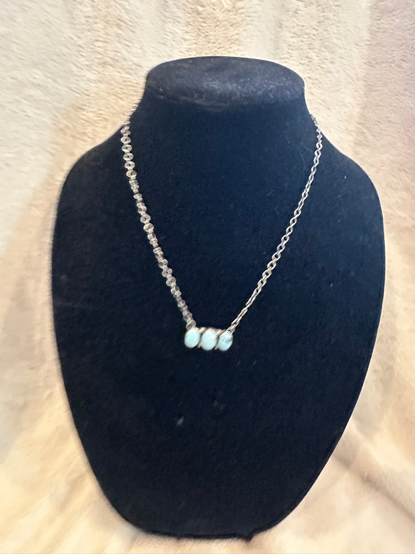 triple stone bar necklace