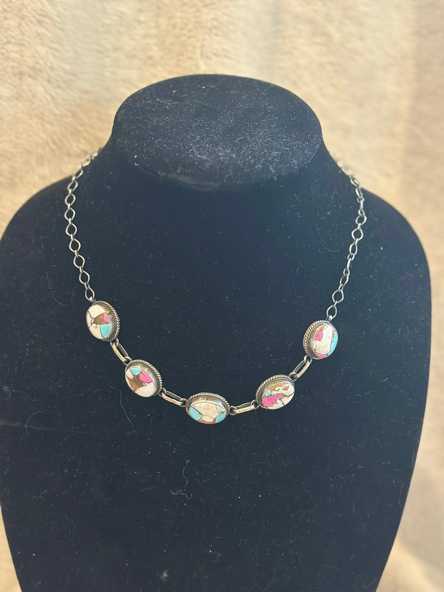 cotton candy stone necklace