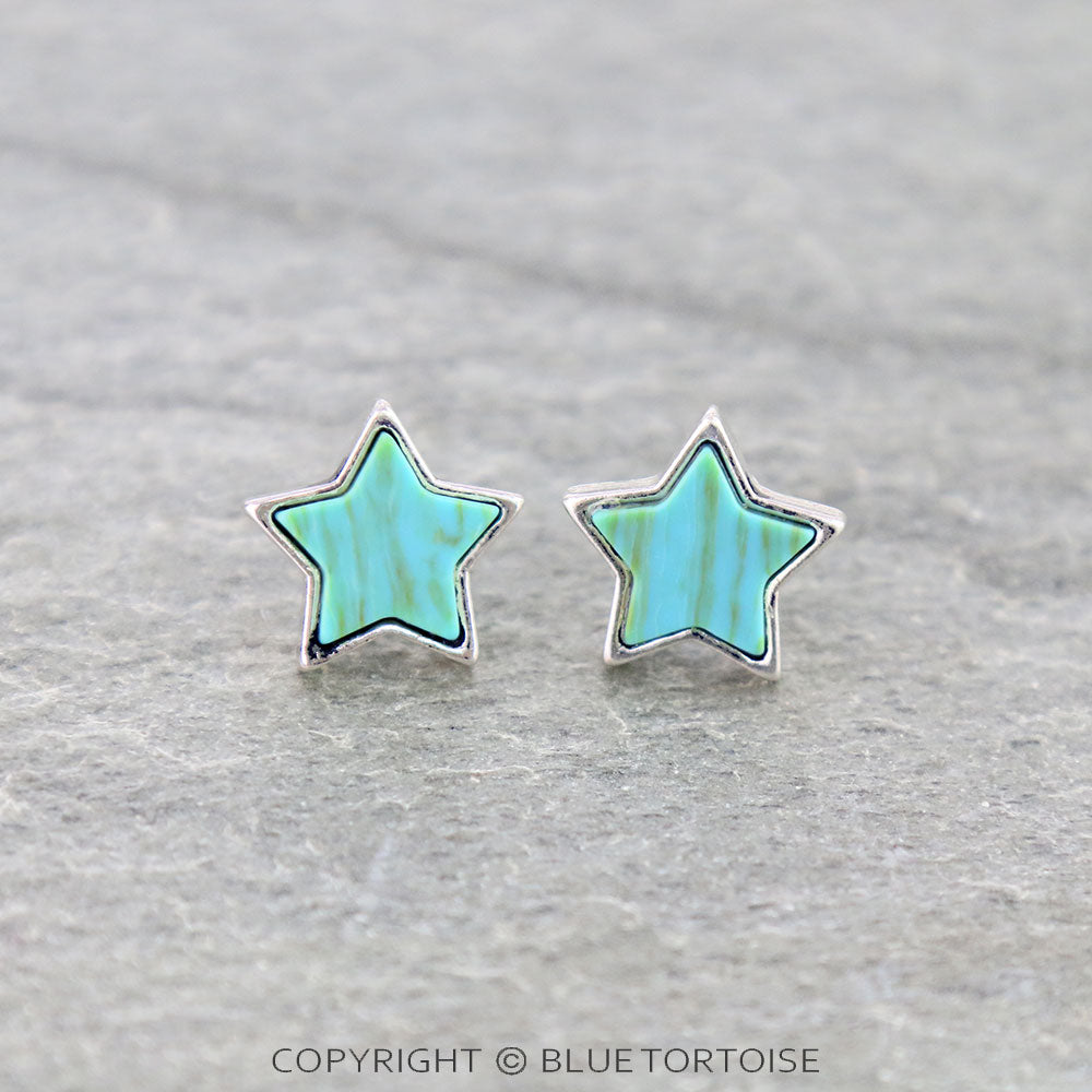 Star Shape Agate Stone Stud Earrings