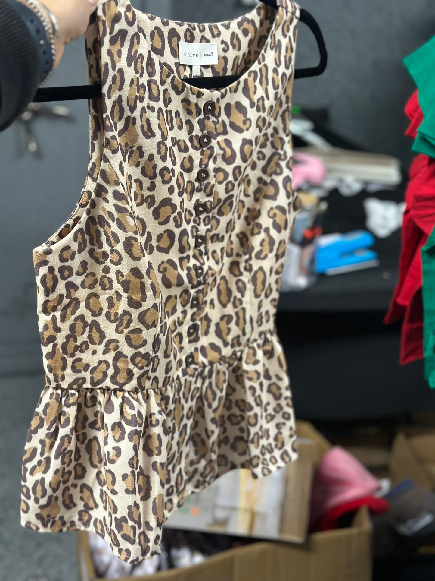 LEOPARD BUTTON UP VEST