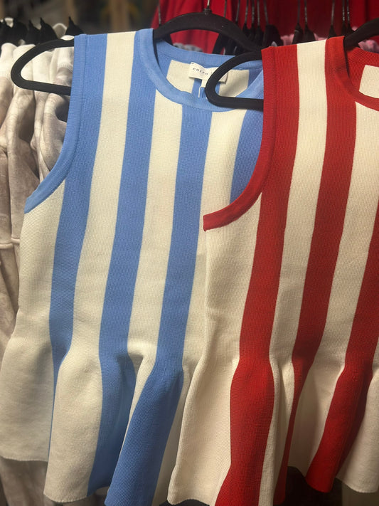 Stripe Print Peplum Style Top