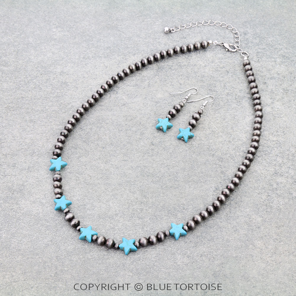 Navajo Style Pearl star necklace