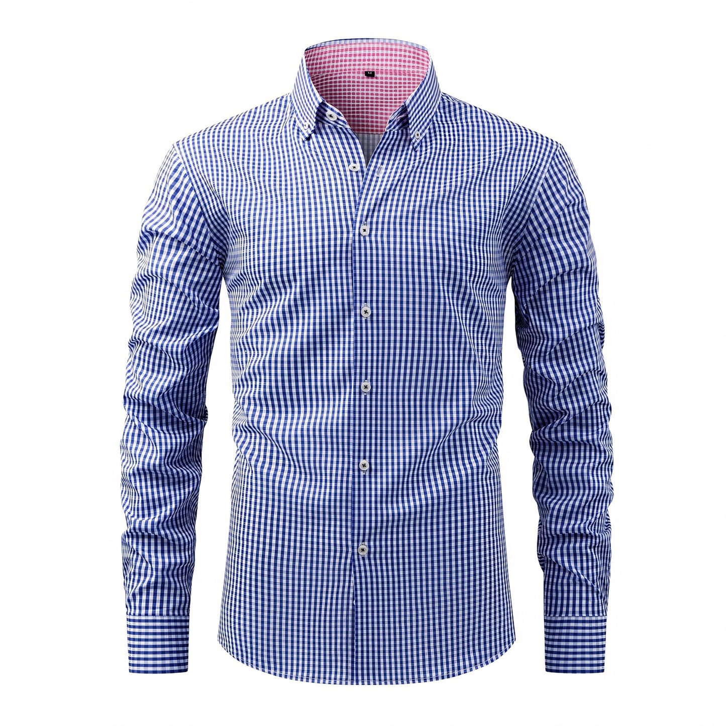 Men's Dress Shirts Plaid Printed Stretch Long Sleeve Button Down