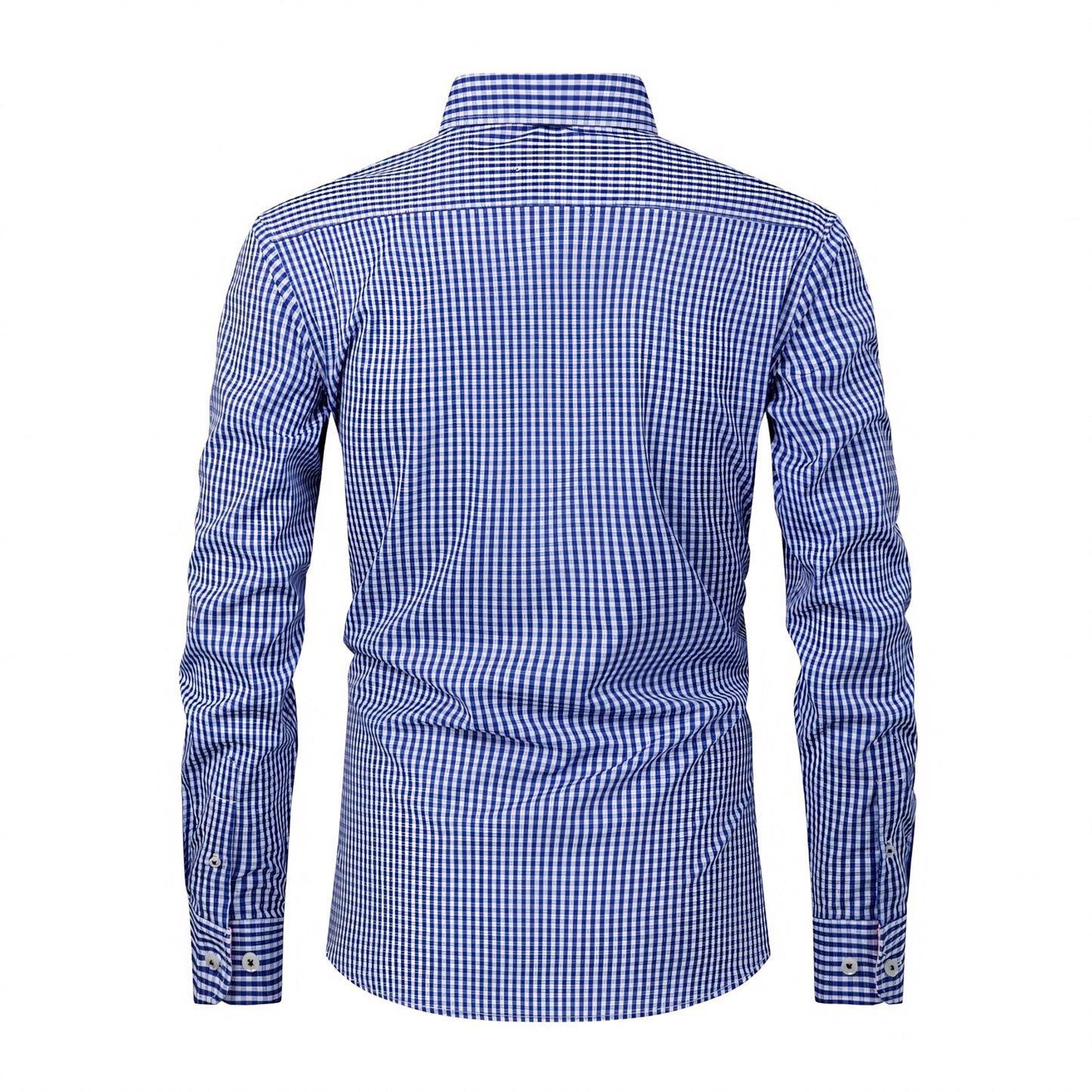 Men's Dress Shirts Plaid Printed Stretch Long Sleeve Button Down