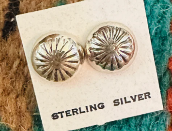 Navajo Sterling Silver Concho Stud Earrings