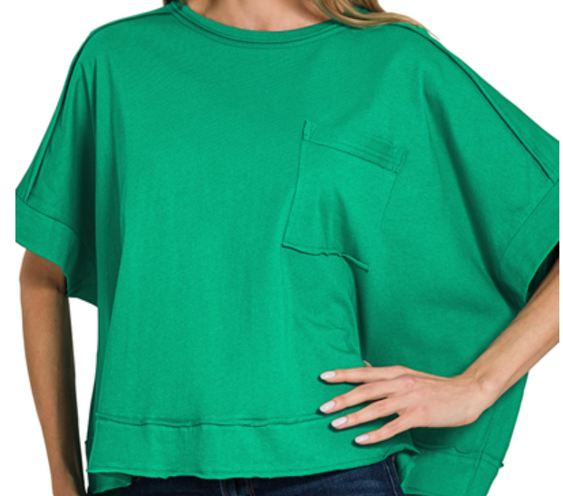 Exposed seam oversized crop box tee