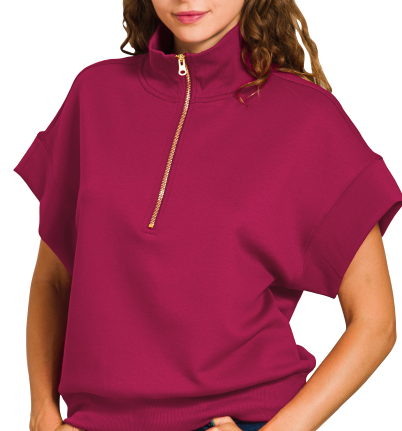 Scuba high neck half zip short sleeve pullover