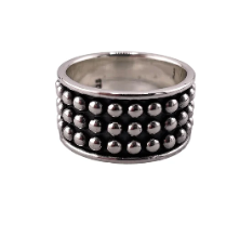 Ball Dot 3-Row Band 12mm Ring Sterling Silver