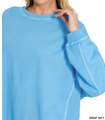 French terry pigment dye & enzyme washing pullover S-3XL
