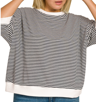 + striped contrast trim banded bottom top