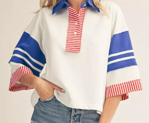 3/4 sleeve USA polo shirt