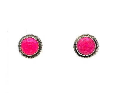 Navajo Handmade Pink Opal Earrings - Esther White