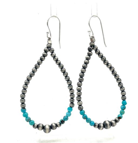 Sterling Silver Cloud Mt. Turquoise Pearl Earrings