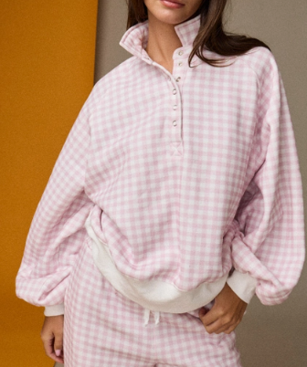 Gingham Quarter-snap Pullover