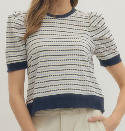 KNIT PUFF SLEEVE SWEATER
