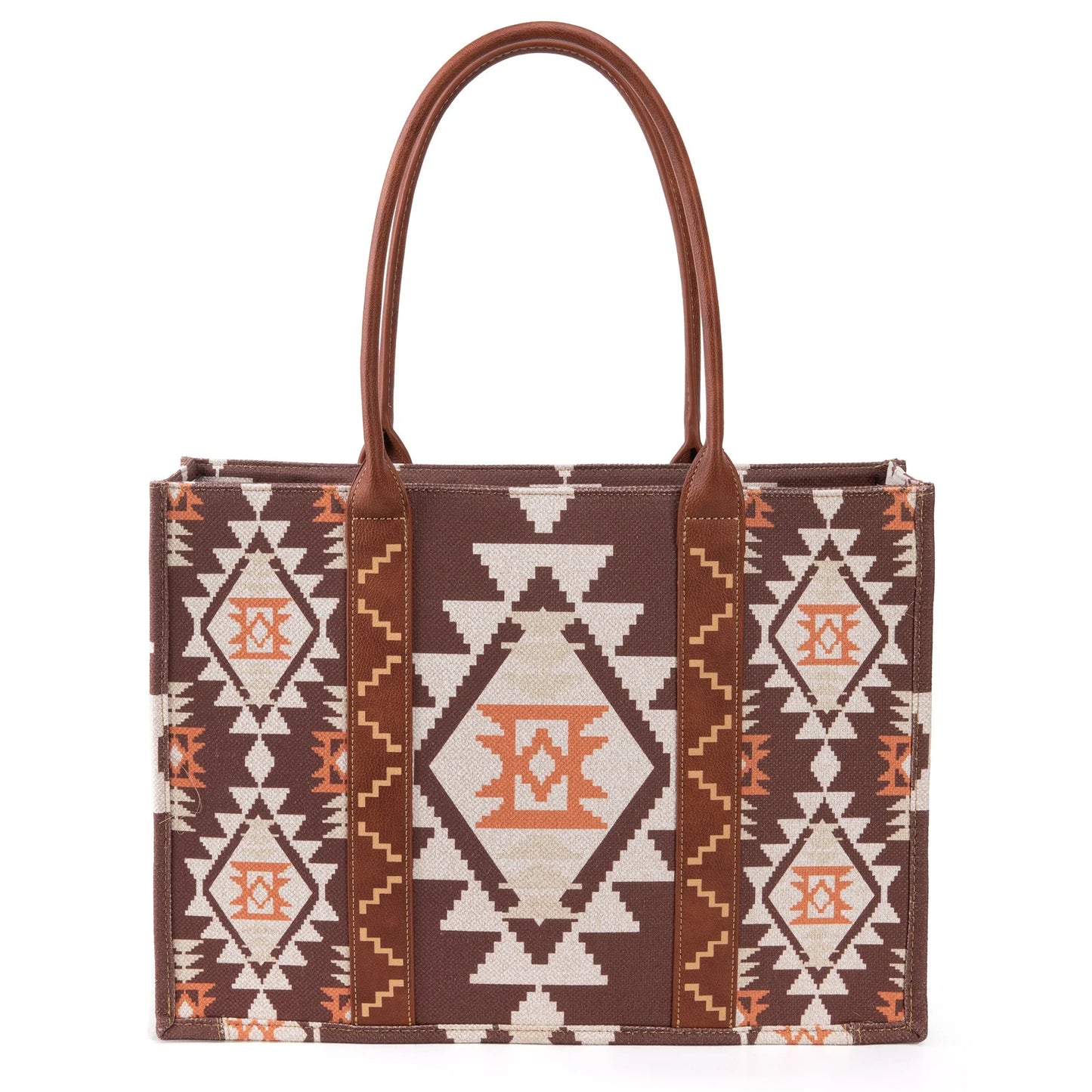 Wrangler Southwestern Pattern Dual Sided Print Canvas Wide Tote