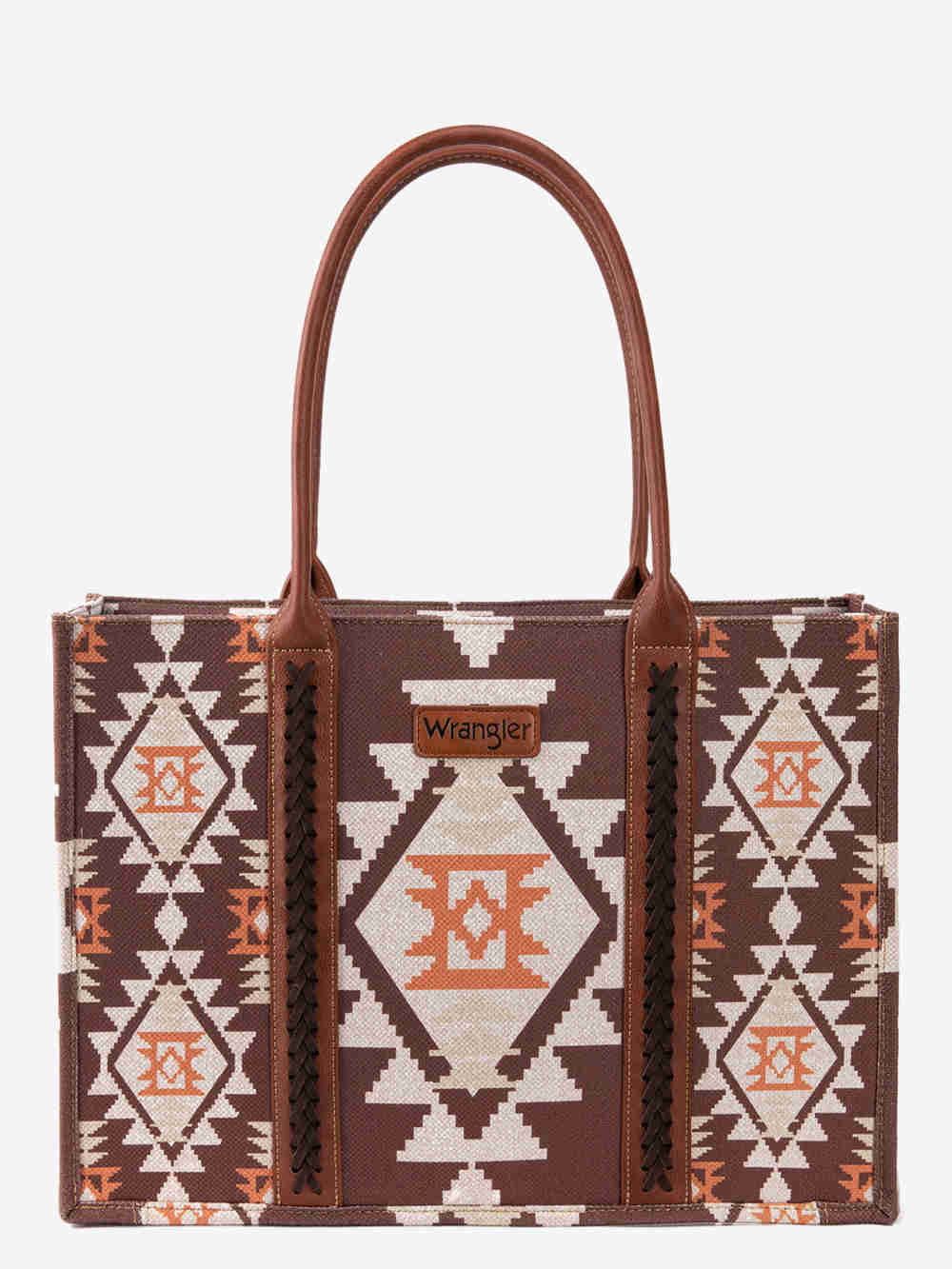 Wrangler Southwestern Pattern Dual Sided Print Canvas Wide Tote